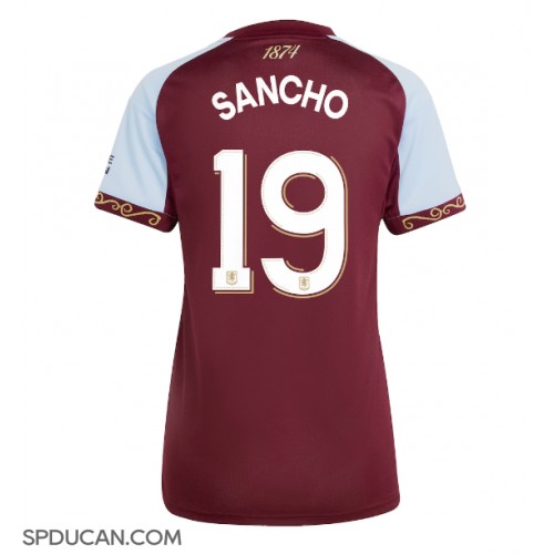 Zenski Nogometni Dres Aston Villa Jadon Sancho #19 Domaci 2025-26 Kratak Rukav